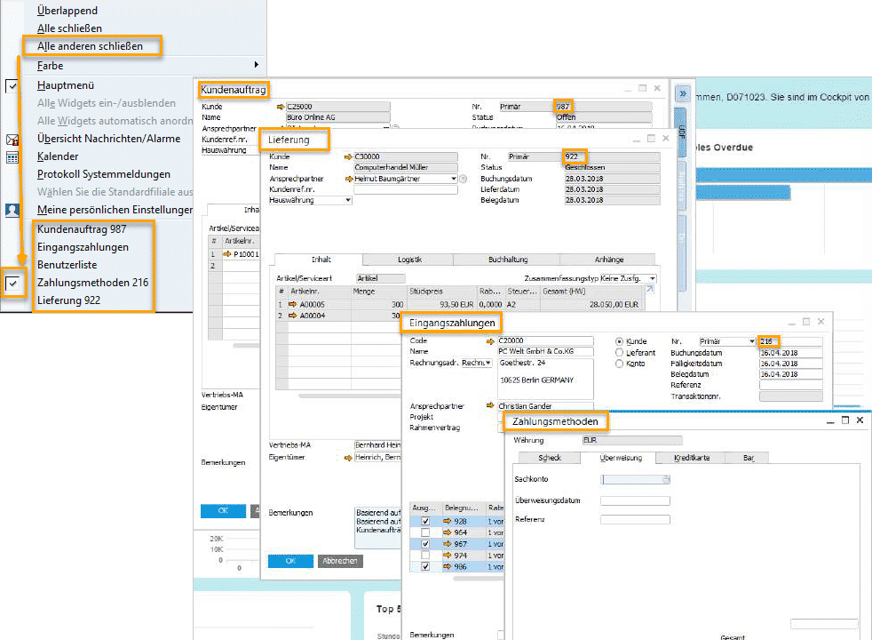 SAP Business One Version 9.3 - Administration - Verwalten mehrerer offener Fenster