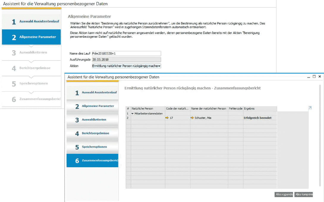 SAP Business One Version 9.3 - Datenschutz - Ermittlung personenbezogener Daten rückgängig machen