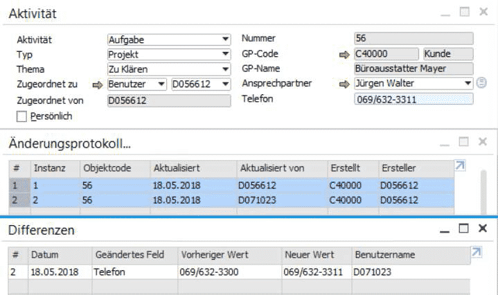 SAP Business One Version 9.3 - Datenschutz - Persönliche Daten – Erweiterungen des Änderungsprotokolls