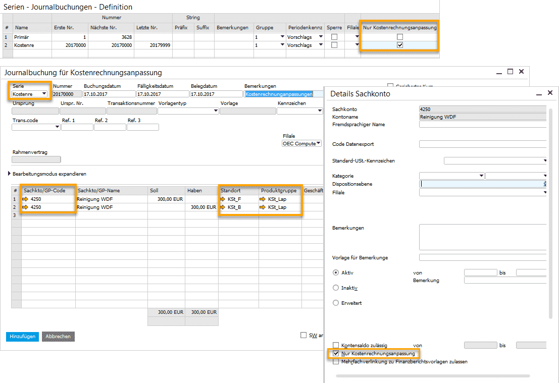 Kostenrechnungsanpassungen in SAP Business One 9.3