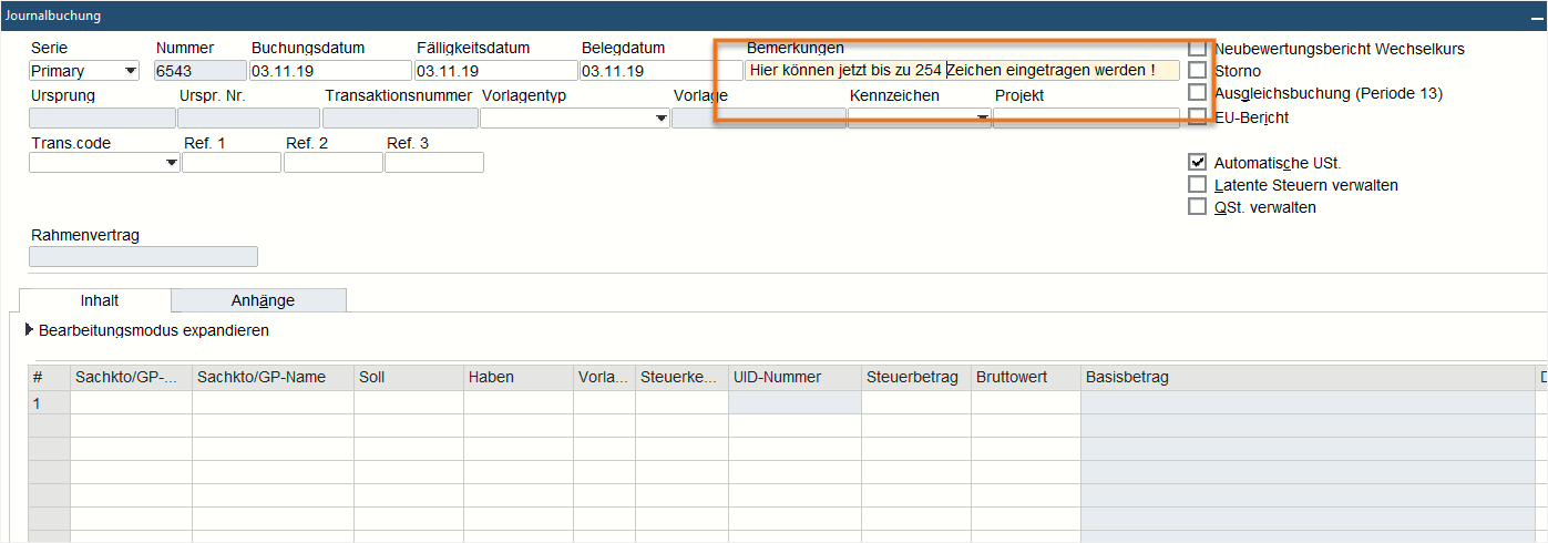 SAP-Business-One-Version-10.0-Finanzen-Erweitern-von-Journaleintragsbemerkungen-auf-254-Zeichen